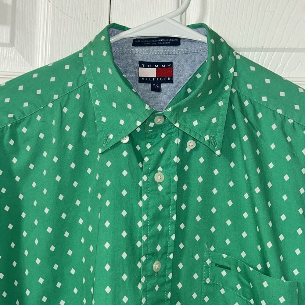 Tommy Hilfiger Green & White Printed Button Down Men’s Shirt(Size Medium) - Picture 5 of 5